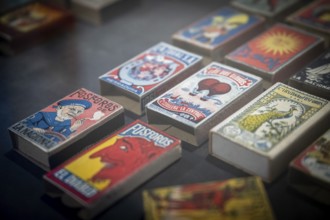 Matchboxes with old label design and different motifs, Tändsticksmuseet matchstick museum or match