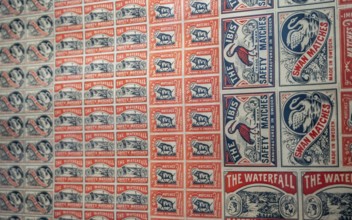 Printing sheet for matchbox labels, Tändsticksmuseet Match Museum or Matchbox Museum, Jönköping,