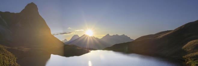 Sunset at Rappensee, behind Kleiner Rappenkopf, 2276m, Allgäu Alps, Allgäu, Bavaria, Germany
