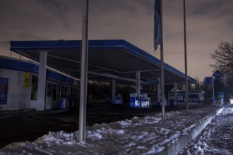 Closed gas station during the extensive power outage in the Steglitz-Zehlendorf district, Berlin,