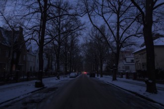 A dark and unlit street during a large-scale power outage in the Steglitz-Zehlendorf district,