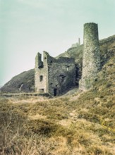 Ruins of Taylor's engine house building at Tywarnhayle United Mills copper mine, near Porthtowan,