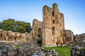 Ruins of Norham Castle and River Tweed, Norham, Northumberland, England, United Kingdom