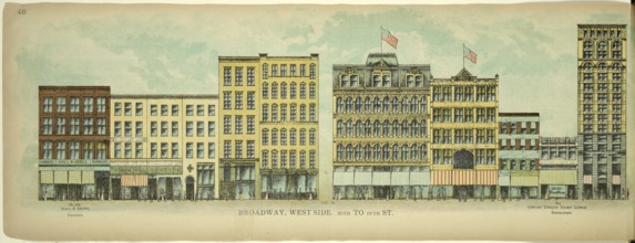 Broadway, West Side, 10th to 12th Street, New York, Manhattan, America, USA, historic, authentic,