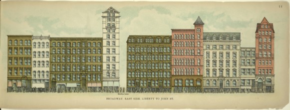 Broadway, East Side, Liberty to John Street, New York, Manhattan, America, USA, historical,