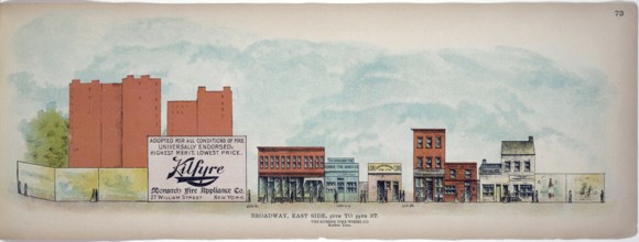 Broadway, East Side, 56th to 59th Street, the rubber tire wheel company, New York, Manhattan,