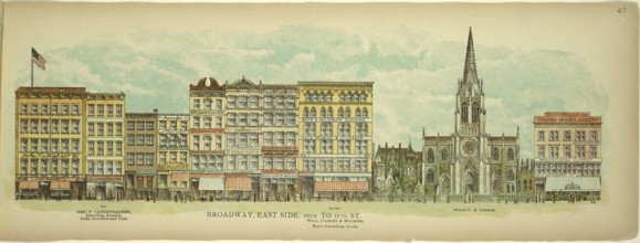 Broadway, East Side, 10th to 12th Street, New York, Manhattan, America, USA, historic, authentic,