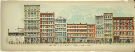 Broadway, West Side, Waverly place to 8th Street, New York, Manhattan, America, USA, historic,