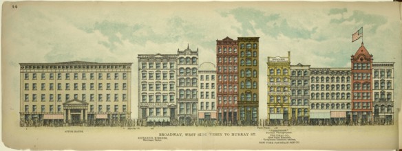 Broadway, West Side, Vesey to Murray Street, New York, Manhattan, America, USA, historic,
