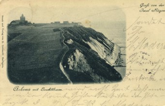Arkona with lighthouse, Rügen island, Mecklenburg-Vorpommern, Germany, postcard, view around 1900 -