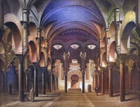 Mosque-Cathedral of Cordoba, Mezquita, historic church in Córdoba, 1883, Spain, school painting,