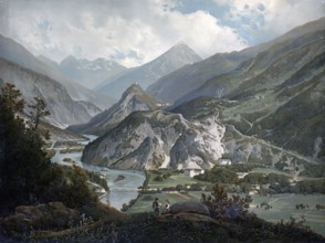 Talspur near Kronburg in the Upper Inn Valley, 1890, Germany, Austria, school painting, authentic