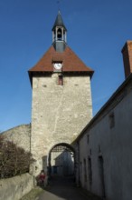 Charroux labelled The Most Beautiful Villages of France, Belfry and the door of the clock, Allier
