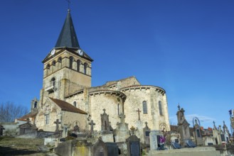 St Mazeran's Church of Bout-Vernet. Allier department. Auvergne Rhone Alpes. France. Europe