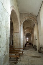 St Cyr and St Julitte's Church, roman church of Escurolles. North aisle with quarter-circle vault