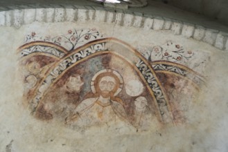 St Cyr and St Julitte's Church, roman church of Escurolles, Christ in majesty. Allier department,