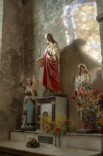 St Cyr and St Julitte's Church, roman church of Escurolles. Amtar, Allier department, Auvergne