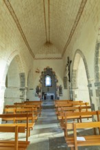 Painted church St Aignan's Church of Begues. Allier department. Auvergne Rhone Alpes. France.