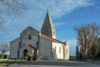 Painted church St Aignan's, Church of Begues. Allier department. Auvergne Rhone Alpes. France.