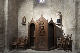 Confessional of Church St Jean Baptiste. Allier department, Auvergne-Rhone-Alpes. France. Europe