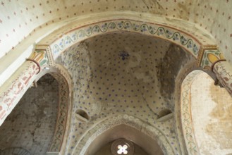 St Cyr and St Julitte's Church, roman church of Escurolles. Crossing dome, Allier department,