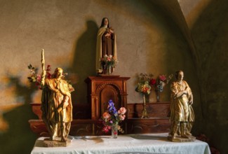 Saint Hilaire village. Natural regional park of Livradois Forez. Interior of Roman church