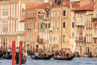 Gondolas and palaces on the Grand Canal, Venice, Veneto, Italy