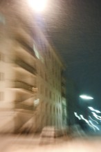 Snowstorm, zoom effect, Munich, Bavaria, Germany