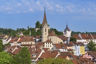 View of the old town with the parish church of the Assumption of Mary, in the back the Baden City