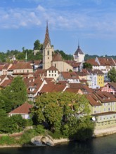View of the old town with the parish church of the Assumption of Mary, in the back the Baden City