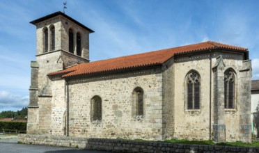 Church Saint André of Jullianges village. Haute Loire. Auvergne Rhone Alpes. France