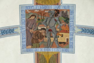 Buron village. Painted vault by Louis Dussour in the Notre-Dame de Buron chapel. Puy de Dome.