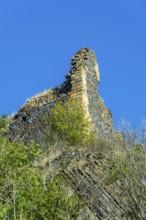 Ruins of medieval castle of Buron. Puy de Dome. Auvergne Rhone Alpes. France