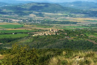 Montpeyroux village and view on Limagne plain, labelled Les Plus Beaux Villages de France, Puy de