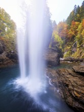 Waterfall mountain list in autumn-colored surroundings, Linthal, Klausenpass, Canton of Glarus,