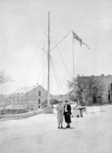 Two British women, presumably Royal Navy officers wives, HMS Phoenicia shore station, Manoel