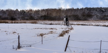 Winter landscape, fields and fields in Berlin Lübars, a village in Berlin Reinickendorf, Germany