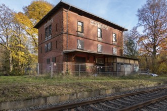 Closed train station in Hohenstadt, Middle Franconia, Bavaria, Germany