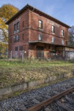 Closed train station in Hohenstadt, Middle Franconia, Bavaria, Germany