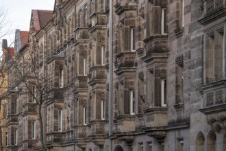 Front of historic town houses around 1880, Vacherstr., Fürth, Middle Franconia, Bavaria, Germany