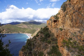 View of the Gulf of Porto and the bizarre rock erosions of the Calanche, Les Calanches de Piana,