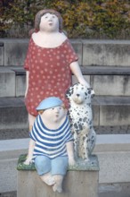 Fountain figures by Chemnitz artist Karl-Heinz Richter 2007, Billinganlage, Fürth, Middle