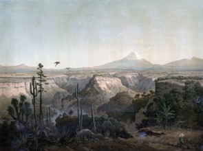 1890, landscape on the Anahuac Plateau with the Citlaltepetl, also Pico de Orizaba, with a height