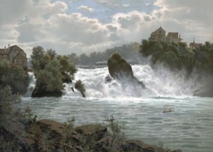 Rhine Falls near Schaffhausen around 1890, Switzerland, Germany, authentic reproduction of a school