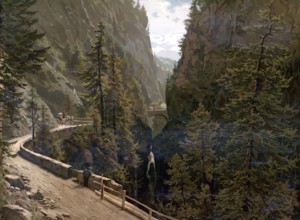 Via Mala, historically notorious section of trail, in 1890, Grisons, Switzerland, authentic