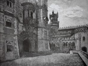 Entrance to the National Palace of Pena, Palacio Nacional da Pena, a colorful fairytale castle from