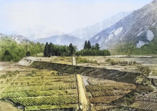 Fault at Midori in Central Japan caused by the great earthquake of 1891, Japan, authentic