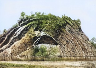 Layered vault in the Silurian, third period of antiquity, Paleozoic, on the Potomac River,