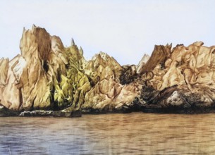 The ice wall of the MUIR glacier in Glacier Bay National Park in Alaska, America, authentic