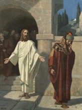 Scene from the biblical story story of the rich young man, rich young man, authentic reproduction